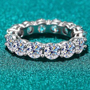 Certified 6~8 ct. t.w. 5mm Moissanite Diamond Full Eternity Band Ring NEW